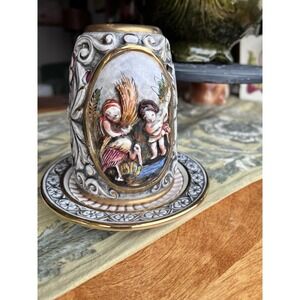 RARE Capodimonte Fairy Lamp Reticulated Porcelain Cherub Italy KYB 1366/166  VTG